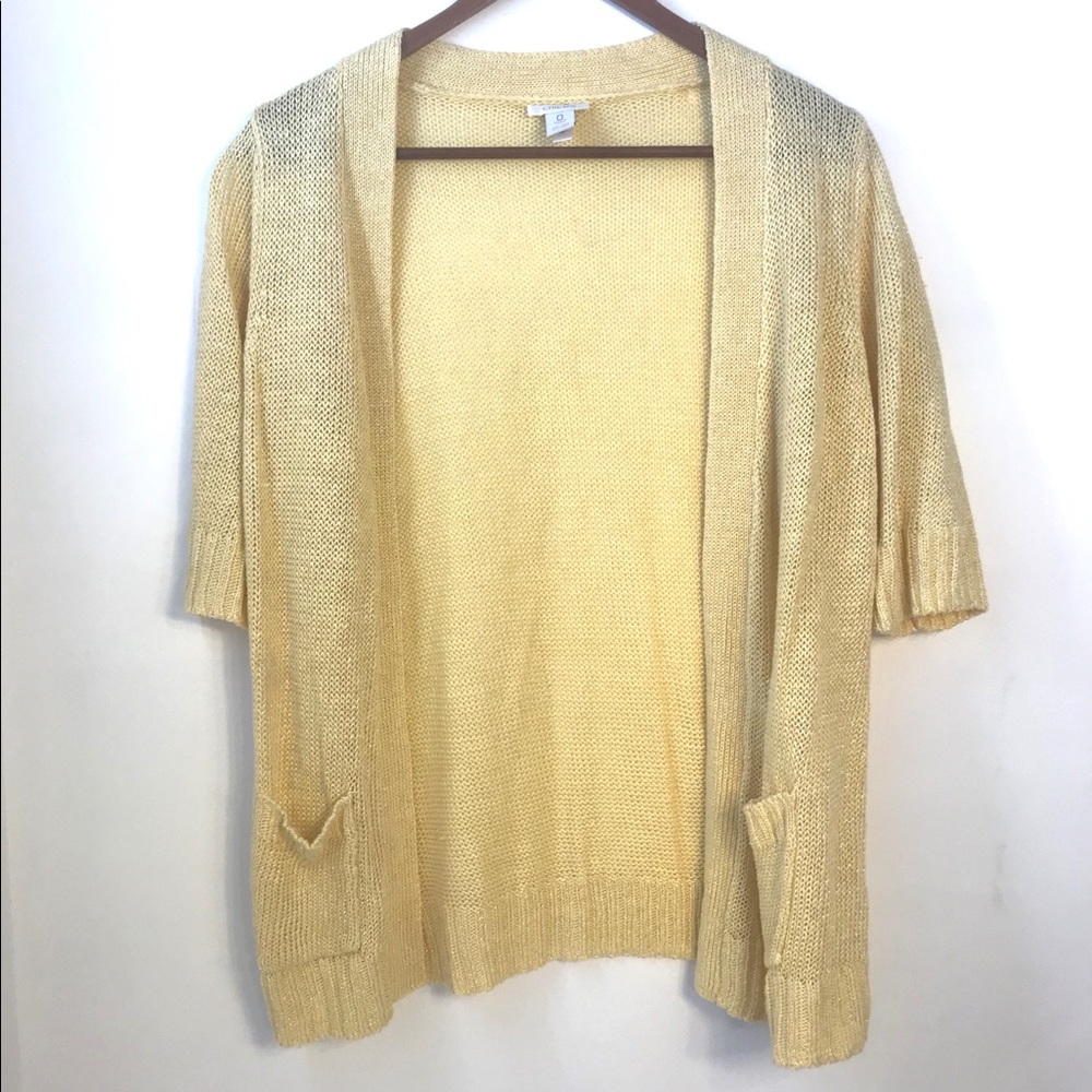 Chico’s open front shimmery cardigan